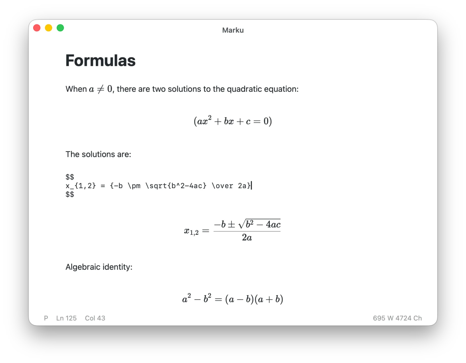 Mathematical formulas rendered in Marku